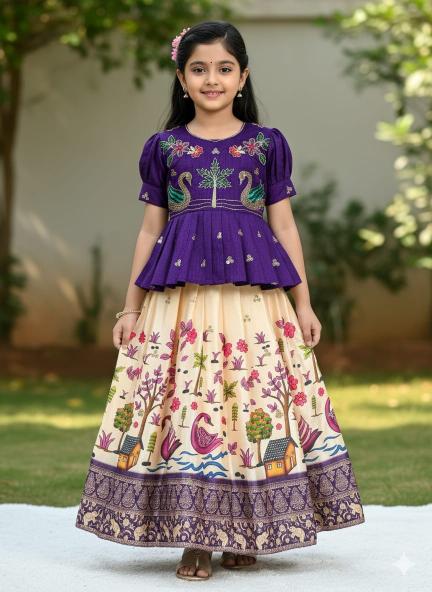 PRESERNTING NEW DESIGNER KEDIYA 503 Cotton Silk Purple Surat kids wear exporters